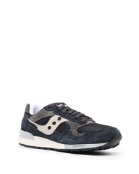 dunkelblaue bedruckte Wildleder niedrige Sneakers von Saucony