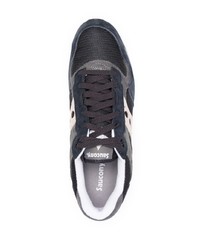 dunkelblaue bedruckte Wildleder niedrige Sneakers von Saucony