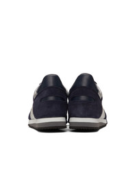 dunkelblaue bedruckte Wildleder niedrige Sneakers von Comme Des Garcons SHIRT
