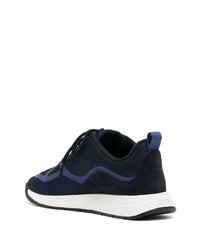 dunkelblaue bedruckte Wildleder niedrige Sneakers von BOSS