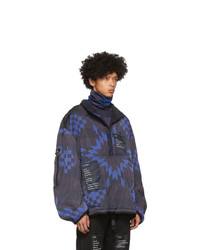 dunkelblaue bedruckte Windjacke von TAKAHIROMIYASHITA TheSoloist.