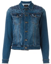 dunkelblaue beschlagene Jeansjacke