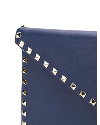 dunkelblaue beschlagene Leder Clutch von Valentino