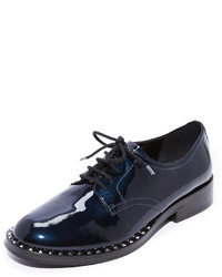 dunkelblaue beschlagene Leder Oxford Schuhe