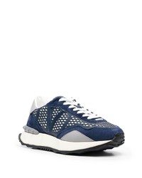 dunkelblaue beschlagene niedrige Sneakers von Valentino Garavani