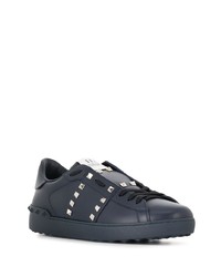 dunkelblaue beschlagene niedrige Sneakers von Valentino Garavani