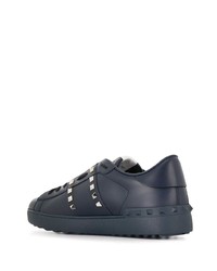 dunkelblaue beschlagene niedrige Sneakers von Valentino Garavani