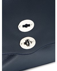 dunkelblaue beschlagene Shopper Tasche aus Leder von Zanellato