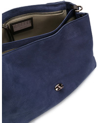 dunkelblaue beschlagene Shopper Tasche aus Leder von Zanellato