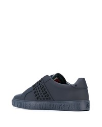 dunkelblaue beschlagene Slip-On Sneakers aus Leder von Philipp Plein