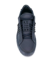 dunkelblaue beschlagene Slip-On Sneakers aus Leder von Philipp Plein