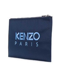 dunkelblaue bestickte Clutch Handtasche von Kenzo