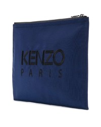 dunkelblaue bestickte Clutch Handtasche von Kenzo