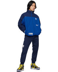 dunkelblaue bestickte Daunenjacke von AAPE BY A BATHING APE