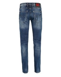 dunkelblaue bestickte enge Jeans von Cipo & Baxx