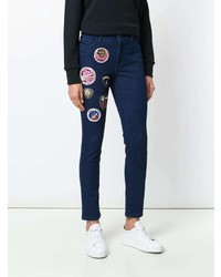dunkelblaue bestickte enge Jeans von Mr & Mrs Italy