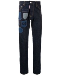 dunkelblaue bestickte enge Jeans von DSQUARED2