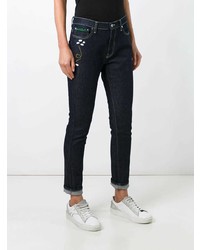 dunkelblaue bestickte enge Jeans von Mira Mikati
