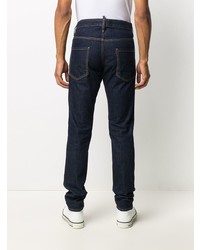 dunkelblaue bestickte enge Jeans von DSQUARED2