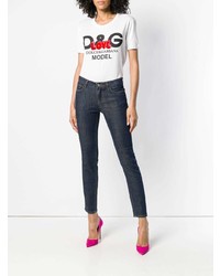 dunkelblaue bestickte enge Jeans von Dolce & Gabbana
