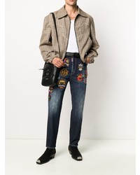 dunkelblaue bestickte enge Jeans von DSQUARED2