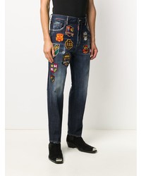 dunkelblaue bestickte enge Jeans von DSQUARED2