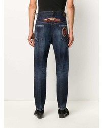 dunkelblaue bestickte enge Jeans von DSQUARED2