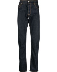 dunkelblaue bestickte Jeans von Alexander McQueen