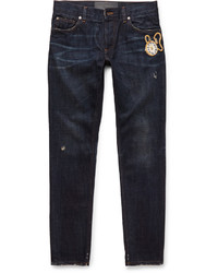 dunkelblaue bestickte Jeans von Dolce & Gabbana