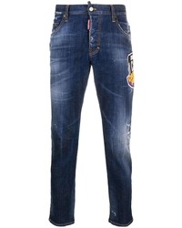 dunkelblaue bestickte Jeans von DSQUARED2