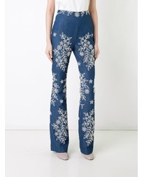 dunkelblaue bestickte Jeans von Huishan Zhang