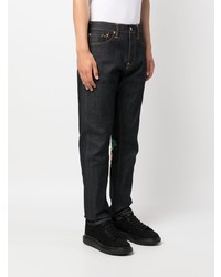 dunkelblaue bestickte Jeans von Evisu