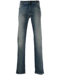 dunkelblaue bestickte Jeans von Etro