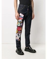 dunkelblaue bestickte Jeans von DSQUARED2