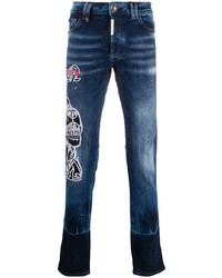 dunkelblaue bestickte Jeans von Philipp Plein