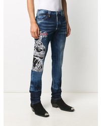 dunkelblaue bestickte Jeans von Philipp Plein