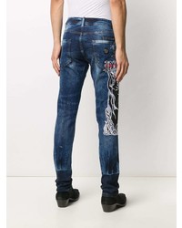 dunkelblaue bestickte Jeans von Philipp Plein