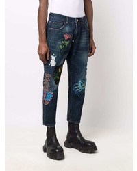 dunkelblaue bestickte Jeans von Philipp Plein