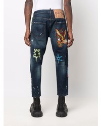 dunkelblaue bestickte Jeans von Philipp Plein