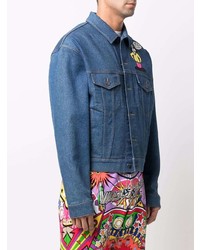 dunkelblaue bestickte Jeansjacke von Moschino