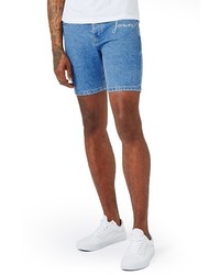 dunkelblaue bestickte Jeansshorts