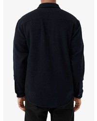 dunkelblaue bestickte Shirtjacke aus Kaschmir von Burberry