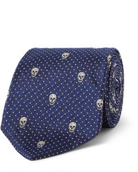 dunkelblaue bestickte Krawatte von Alexander McQueen