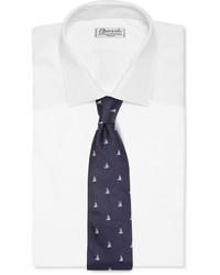 dunkelblaue bestickte Krawatte von Alfred Dunhill