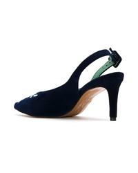 dunkelblaue bestickte Samt Pumps von Blue Bird Shoes