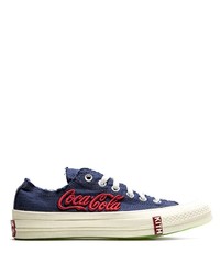 dunkelblaue bestickte Segeltuch niedrige Sneakers von Converse