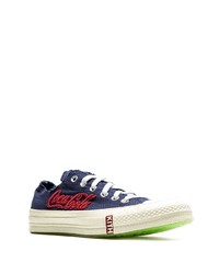 dunkelblaue bestickte Segeltuch niedrige Sneakers von Converse