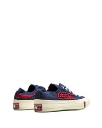 dunkelblaue bestickte Segeltuch niedrige Sneakers von Converse