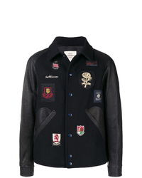 dunkelblaue bestickte Shirtjacke von Kent & Curwen