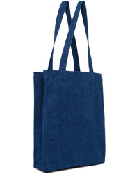 dunkelblaue bestickte Shopper Tasche aus Jeans von A.P.C.